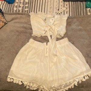 Must have white crop top and shorts set!